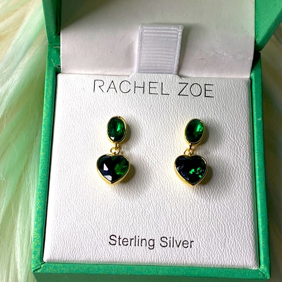 Rachel Zoe Jewelry Rachel Zoe Sterling Silver Earrings Green Hearts